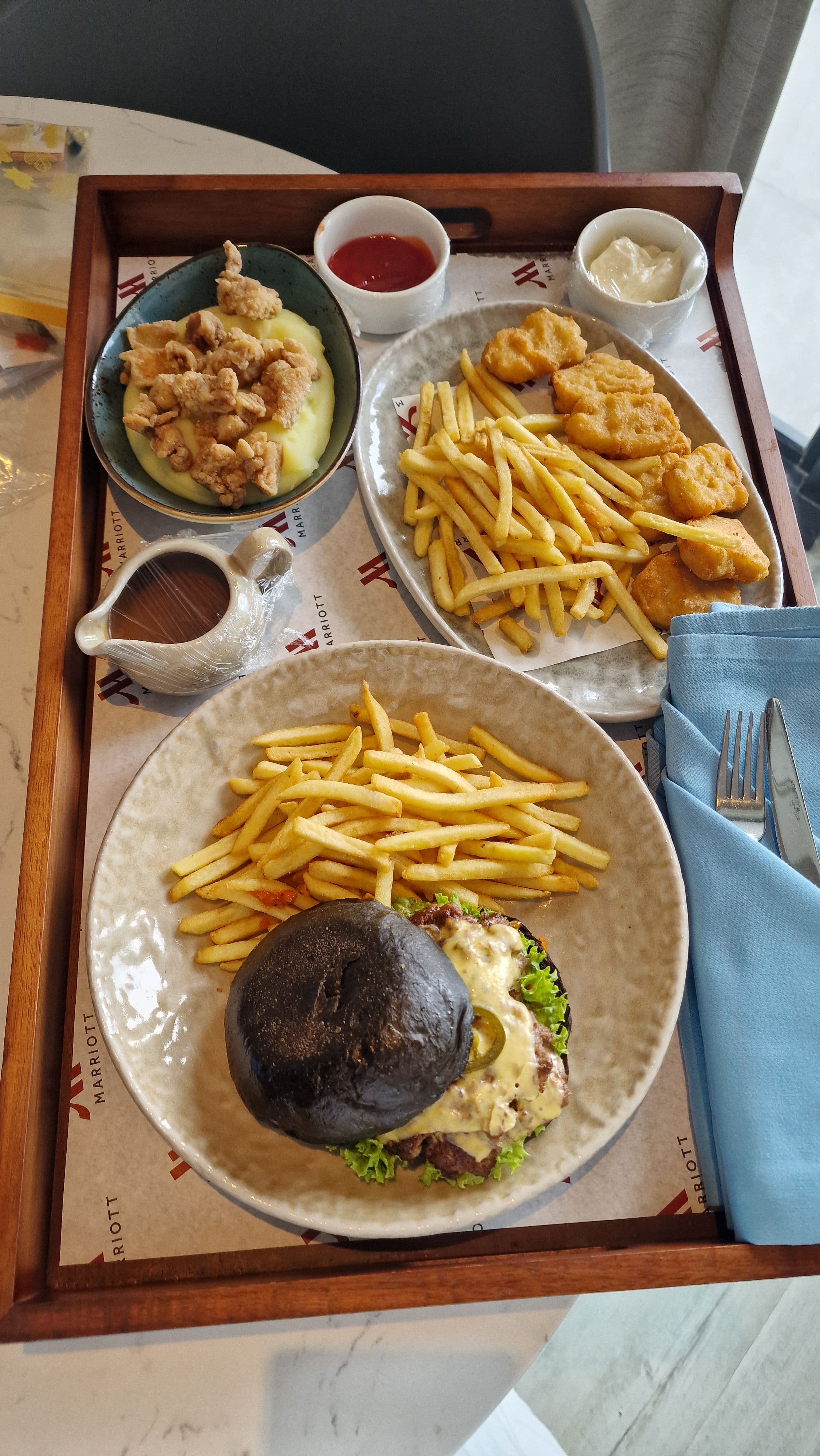 A tray of food